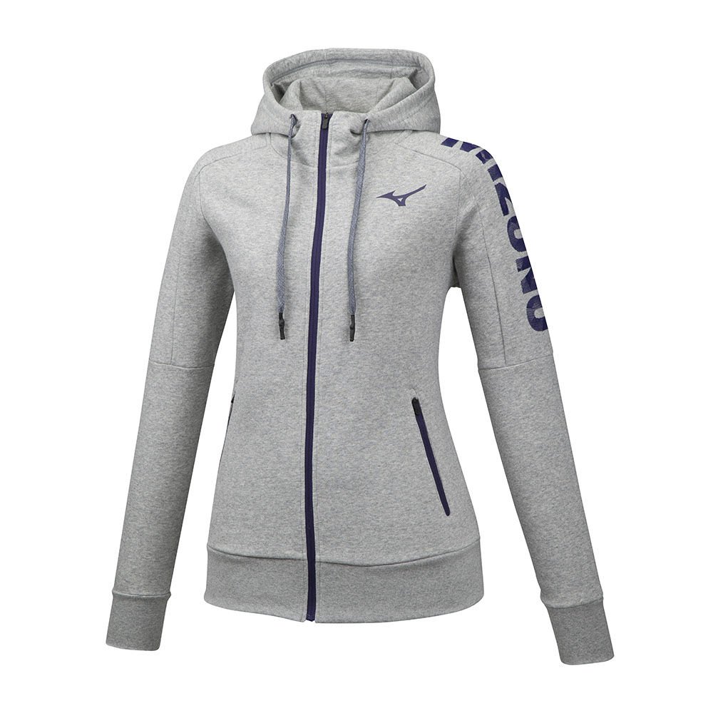 Women's Mizuno Hoodies Grey Heritage Zip Hoody Apparel - K2GC970105